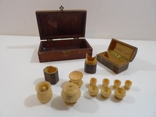 Mini dinette en buis  avec coffre - Pique-Nique Jouet Miniature