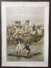 Corps de Génie Construction d'un pont -  Edouard Detaille Typogravure par Goupil