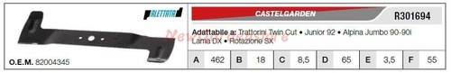 Lame castelgarden tondeuse - lame,