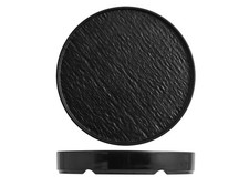 3 Assiettes Rondes Noires 28x4 Cm