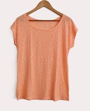 T shirt orange imprime fantaisie ton sur ton. Camaieu. Taille 38