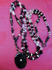 SAUTOIR ancien JAIS & CRISTAL