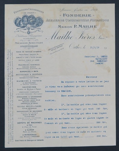 Facture fonderie mailhe - facture, p