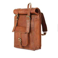 Sac À Dos En Cuir Véritable - Vintage, École, Collège, Travail, Marron