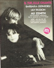 Publicité Advertising 088  1985   concert Barbara-Depardieu au Zenith  radio RTL