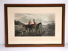 Tableau / Lithographie anglaise vintage . Returning to Kennel . Chasse à Courre