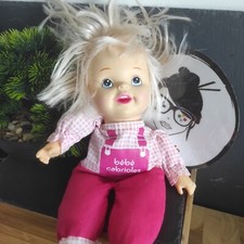 poupee bebe cabrioles vintage rose salopette blonde Lansay Carreaux 