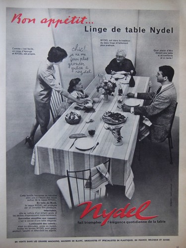 Publicité 1958 linge table - publicitÉ,