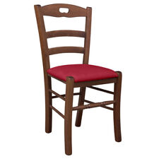 Chaise Bois loris Noyer Sombre Avec Siège Rembourré Cuir Éco Rouge