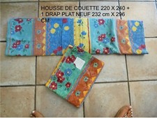 PARURE DE DRAP 1 HOUSSE DE COUETTE 2 PERS 220X240 + 1 DRAP  PLAT 2 PERS NEUF