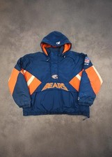 Veste Vintage Coupe Vent NFL Chicago Bears Starter Jacket Bleu Marine & Orange -