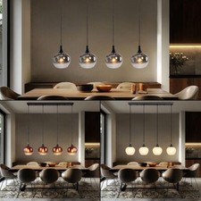 Lampe Suspendue Lustre de Salon 4 à Flammes Noir Cuivre Transparent H 120 CM