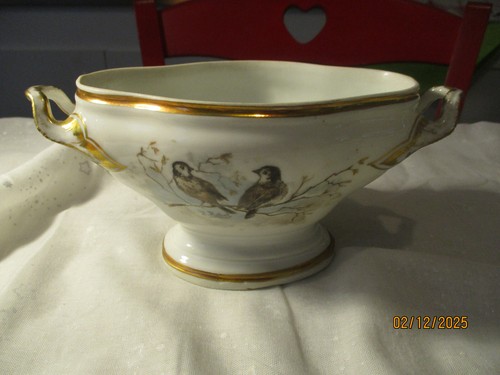 Limoges saucière 1900 peinte
