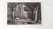 Rare gravure originale paysage XIXème "L'allée abandonnée" Camille Bernier
