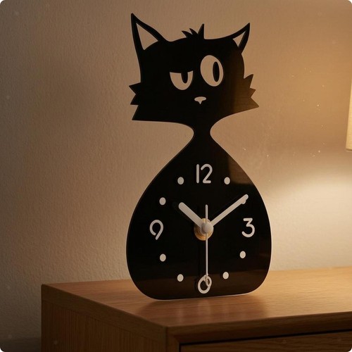 Horloge chat profil stylisée - horloge,