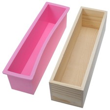  Moule en silicone pour pain de savon rectangulaire flexible avec boîte en bois