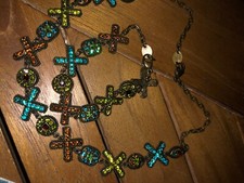 Poggi parure collier et bracelet strass multicolores