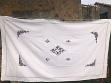 Prettiest Antique French Hand Needlepoint Grapes Harvest Tablecloth 1930's 8 FT