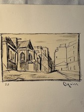 TAKANORI OGUISS LITHOGRAPHIE SIGNEE RUE DE PARIS ANNEES 60