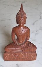 jolie statue en bois sculpté BOUDDHA en Prières - Inde - 13,5 cm - Bouddhisme