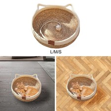 Panier tissé pour chat avec corde de jeu, grattoir à balles, couchage pour