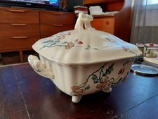 SOUPIERE FAIENCE LONGCHAMP ANCIENNE ART NOUVEAU MOD AUBEPINE RC TERRE DE FER 