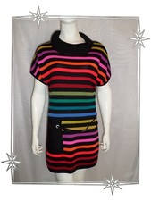 ① Robe Pull Fantaisies en Maille Multicolore Noire Rayé Bayadères Alain Murati M