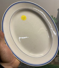 Plat Blanc Faïence Vaisselle Blanche Ancien Bleu Service