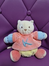 Doudou Peluche Chat Boule Bleu Vert Bleu Orange Robe K Brodé   Kaloo 