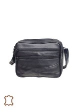 Sacoche - Homme - Pochette - Bandoulière - Cuir - Véritable - Noir - 20 x 16 cm