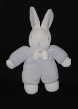 🐰Peluche doudou lapin bleu blanc nœud 22/28 cm TTBE