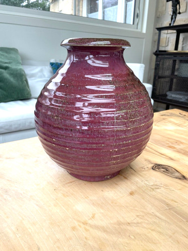 Grand vase grès - grès, signé