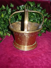 Panier à braise cache pot suspension en cuivre gravé 19ème siècle ancien vintage