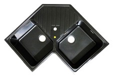 Évier d'angle de cuisine en Cristalite à 2 bacs Samet