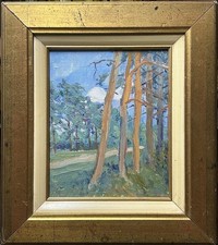 Antique Oil Painting, Landscape Mountains Trees Nature, Impressionist, Framed