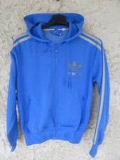 Veste à capuche ADIDAS rétro vintage Trefoil sport jacket bleu ciel doré or S