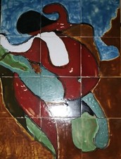 12 Carreaux peint en faïence de Desvres