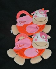 ?Lot 2 Doudou Plat Vache Orange Rose CHICCO Girafe Anneau Dentition Coeur TTBE
