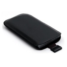 POCHETTE NOIR HOUSSE COQUE ETUI PUSH VRAI CUIR VERITABLE Pour GT-i9000 Galaxy S1