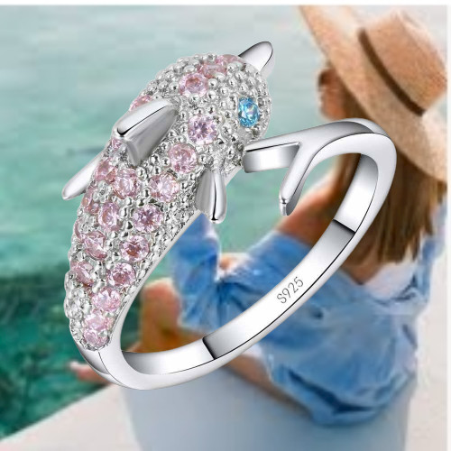 Bague dauphin incrustés - dauphin,