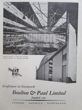 9/1945 PUB BOULTON PAUL CRAFTSMEN STEELWORK SAUNDER ROE HANGAR ACIER ORIGINAL AD