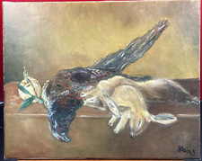 Ancien Tableau Peinture Huile sur toile Nature morte Chasse - signée Giboire