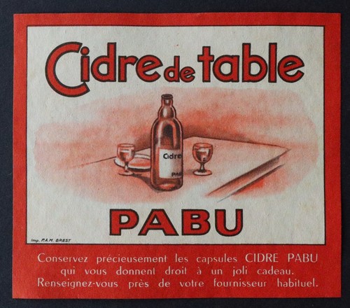 Ancienne étiquette cidre pabu - étiquette,