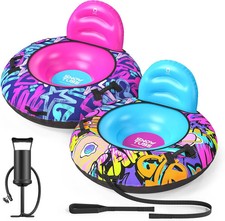 Lot de x2 Luge gonflable 44  robuste (227 kg), avec housse, poignées & corde de 