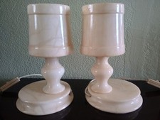 Paire - lampe de chevet tout en albâtre abat-jour et base - fonctionne - 2e/XXe