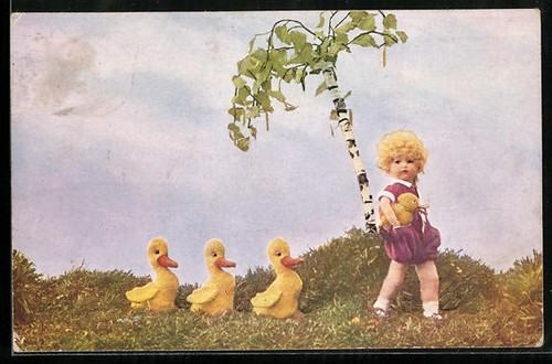 Carte postale poupée - , avec