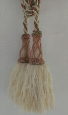 Embrasse de rideau cordon ecru rose  vert avec pompons passementerie HOULES