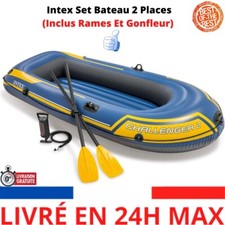 Intex Set Bateau 2 Places Challenger 2 (Inclus rames et gonfleur) Haute qualité.
