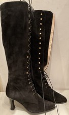 Bottes Vintage Des Années 90 À Lacet En Daim / Made In Italy