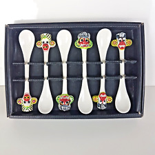 Masks Sri Lanka Ceramic Spoons in Box x 6 Vintage 6 Cuillères Céramique Masques